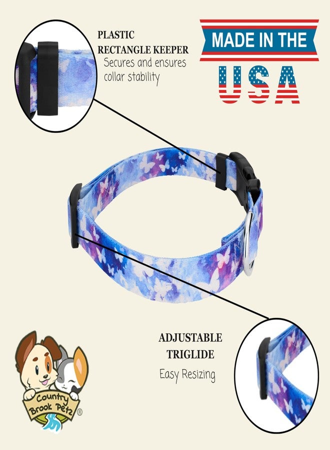 كانتري بروك ديزاين طوق كلاب فاخر من Country Brook Petz - مزين بفراشات مائية - صنع في الولايات المتحدة الأمريكية - مجموعة Critter Corner التي تتميز بتصميمات مستوحاة من المخلوقات (1 بوصة، متوسط) - Image 5